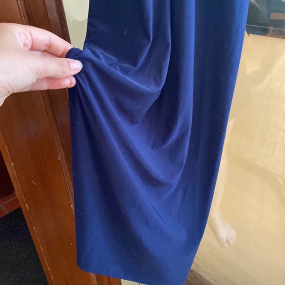 Blue midi mock neck super stretchy midi dress - Picture 2 of 5